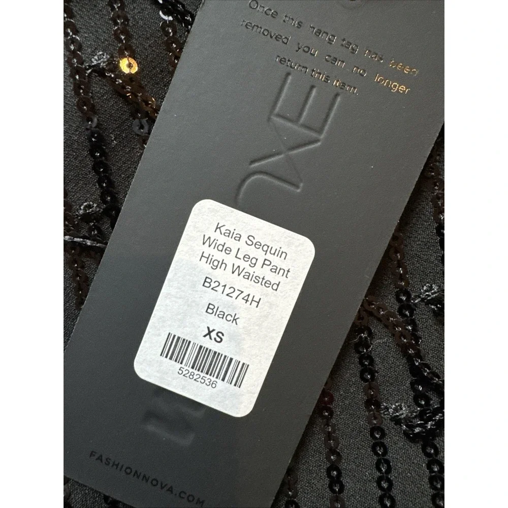 Fashion Nova‎ Women's Sequin Fringe Black Flare Pants   Size XS Festival - Picture 4 of 5